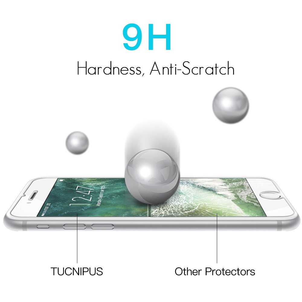 Panzerglas Schutzfolie für iPhone 7, [2 Stück] TUCNIPUS Panzerglasfolie -3D Touch Kompatibel, 9H Härte, Anti-Öl, Kratzer,Blasen und Fingerabdruck Displayschutzfolie für iPhone 7 (4.7 Zoll)