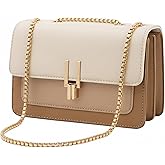 VONCOSS Women's Small Crossbody Bag Quilted Shoulder Purse for Travel Work Wedding, Vegan Leather Handbag Gold Chain Strap | Wedding Guest, Date Night, Travel Essentials, Office Professional, Cocktail Party