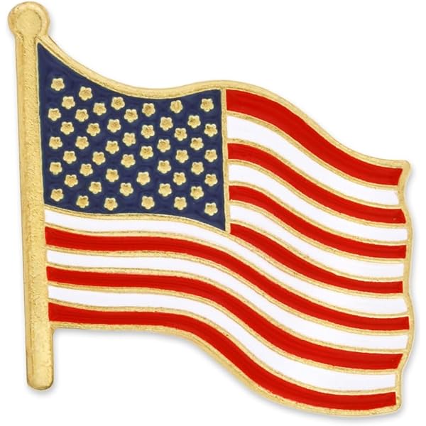 Small Rectangle American Flag Lapel Pin - 50 Stars & 13 Stripes By PinMart