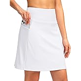 SANTINY 18" Skorts for Women with 4 Pockets High Waist Long Athletic Tennis Skirt Golf Skort Dressy Casual