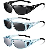 Wzerry Sunglasses Fit Over Glasses Polarized for Men Women, Wrap-Around Glasses UV400 Protection for Driving and Outdoor