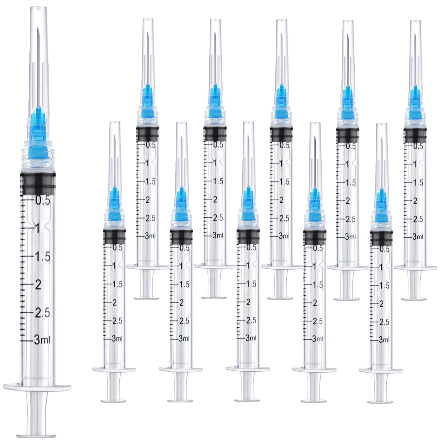 Photo 1 of 15 Pack 3ml 23Ga Plastic Syringe with Measurement for Scientific Labs and Industrial Dispensing, Disposable Individually Wrapped (15, 3ml-23Ga)