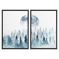 SIGNWIN 2 Piece Framed Canvas Wall Art Nordic Style Abstract Trees Canvas Prints Home Artwork Decoration for Living Room,Bedroom - 16