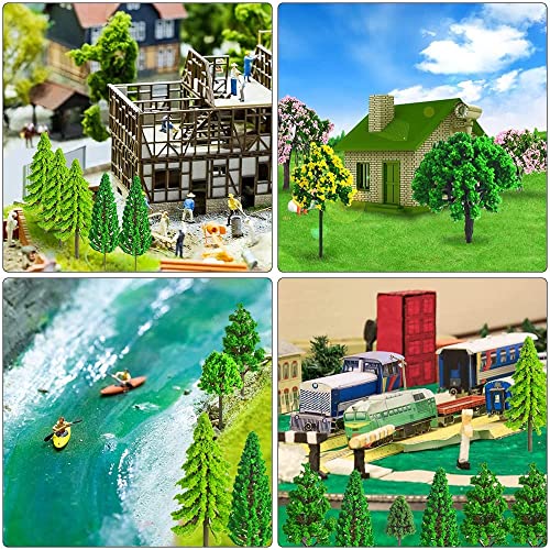 KOWVOWZ 55pcs Mini Model Trees for Train Scenery - Mixed Miniature Artificial Wargame Trees for Railroad Diorama Supplies and Landscape, Black