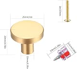 Yibaijia 6 Pcs Gold Brass Round Cabinet Knobs 20mmx25mm with Screws view 2