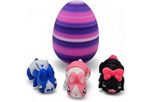 ZZ LIFE Easter Bunny Eggs Collectible Figurines - Includes 3 Unique Articulating Bunnies - Articulating Design - Easter Eggs, Educational, Stress, Anxiety, ADHD Relief