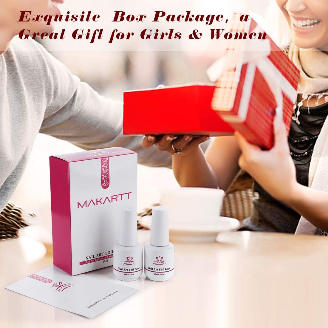 Makartt Nail Art Foil Glue Gel for Foil Stickers Nail Transfer Tips Manicure Art DIY 15ML 2 Bottles UV LED Lamp Required Soak Off: Arts, Crafts & Sewing