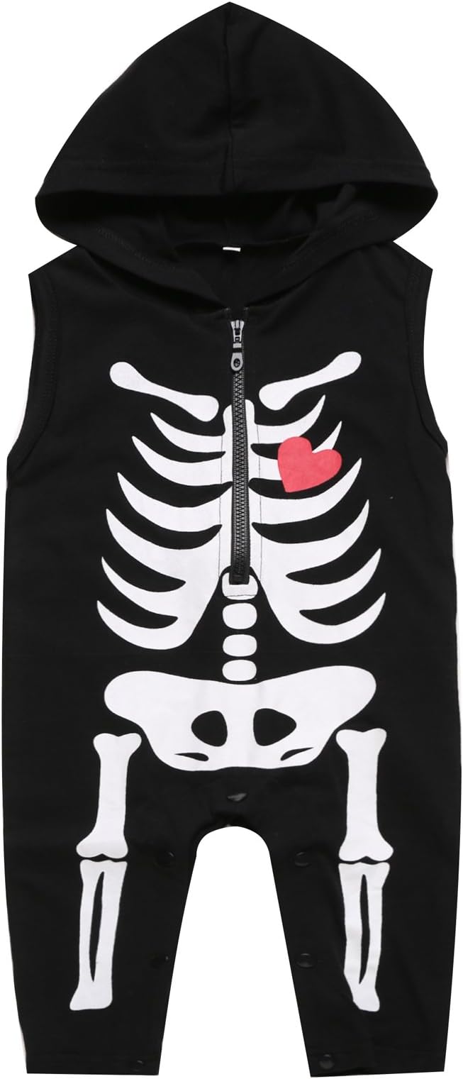 LENSOUS Baby Boy's Skeleton Halloween Costume Long Sleeve Hoodie