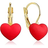unixmoment Handmade Minimalist Heart Leverback Earrings Cute Matte Resin Love Heart Dangle Drop Earrings For Women