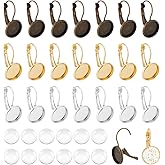 UNICRAFTALE 42Pcs 3 Colors Blank Dome Metal Leverback Earring Cabochon Settings Tray 12mm Lever Back Earring Findings with Glass Cabochon Setting for DIY Jewelry Making Earrings Accessories