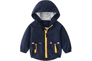 CUATINTUO Toddler Boys Windbreaker Casual Outerwear Kids Lightweight Zip Hooded Jacket Baby Cute Dust Coat