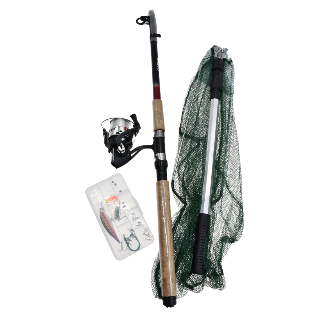 Catch Fishing Sea Essential Fishing Set, Complete Beginner Kit with 2.7m Telescopic Rod, Smooth Reel, Tackle Box, Landing Net, Perfect for Entry Level Sea Anglers
