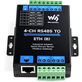 waveshare 4-Ch RS485 to RJ45 Ethernet Serial Server, 4 Channels RS485 Independent Operation, Bi-Directional Transparent Transmission, Modbus Gateway, Common Network Port
