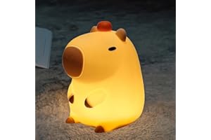 Xugoox Cute Capybara Night Light, Silicone LED Nursery Lamp with Portable USB Rechargeable Timer Dimmable, Birthday Christmas
