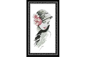 Threadhaven Cross-Stitch Kit 14CT Aida Counted Embroidery Complete Set with Fabric, Threads-Premium Beautiful Girls Design fo
