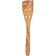 Eddington Italian Olive Wood Pierced Spatula, Handcrafted in Europe, 12-Inches
