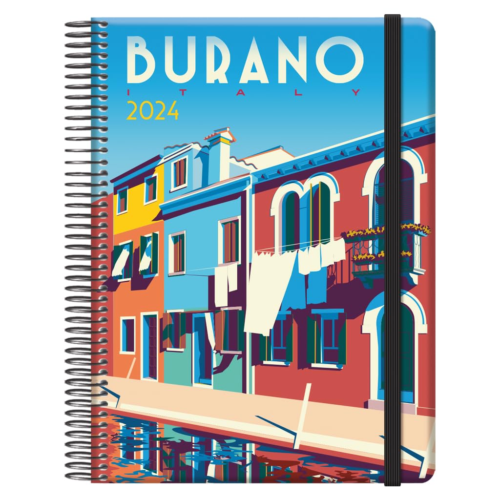 Dohe - Calendar 2024 - Day Page - Size: 15 x 21 cm (A5) - 336 Pages - Spiral Bound - Hard Cover - Model Traveller Burano
