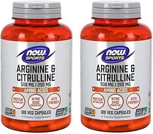Now Foods ARGININE 500mg CITRULLINE 250MG 120 CAPS 2 Pack