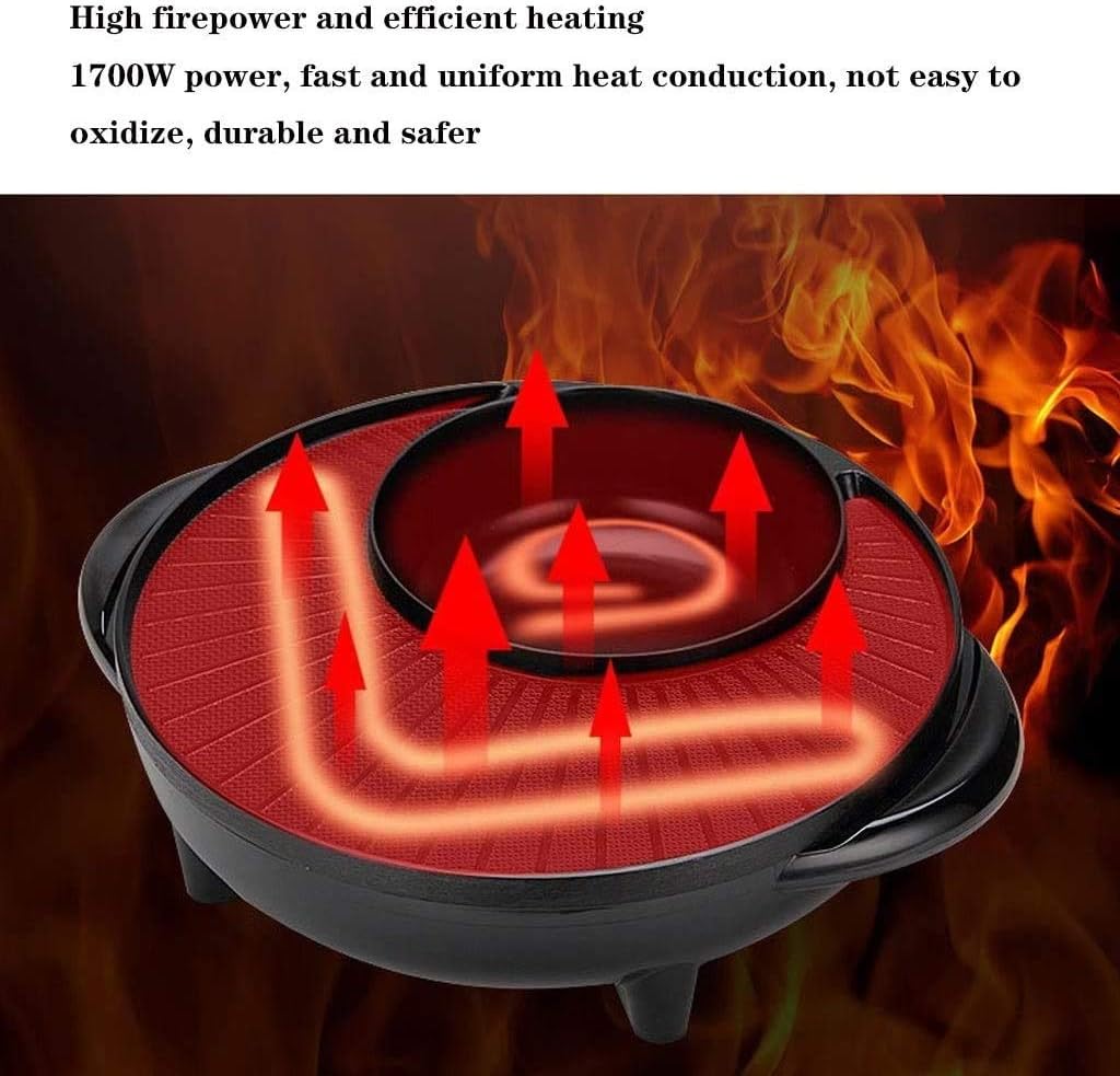 review NOLOGO Multifunction Barbecue Pot Double Pot Electric Hot Pot Electric Grill Thai Barbecue Grill Korean BBQ Hot Pot Electric 1700W [Energy Class A]