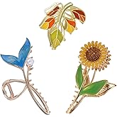 Yonchic 3-Piece Flower Metal Hair Clips, Muticolor Leaves Hair Claw for Thin/Medium Thick Hair, Elegant Sunflower Floral Barrettes Strong Hold Clamps Non-Slip Cute Fish Tail Claws Accessories