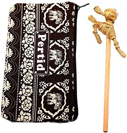 Perdit Crafts Style Striped Canvas Bag Pencil Case Pen Holder Cosmetic Bag Pouch Bag for Women Teen Girls with Stylus,Pancil Made Water Hyacinth Boxing Set Doll Famous Handicrafts No.7-1
