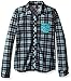 Derek Heart Girls' Big Long Sleeve Plaid Shirt with Back Lace Overlay Insert & Pocket