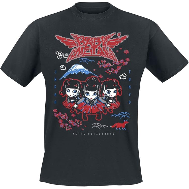 Amazon.com: Babymetal T Shirt Pixel Tokyo Band Logo Official
