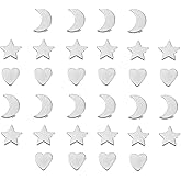 SEWACC 60Pcs Alloy Spacer Beads Moon Heart Star Shaped Loose Beads Jewelry for DIY Bracelets Necklace Ear Ring Making Silver