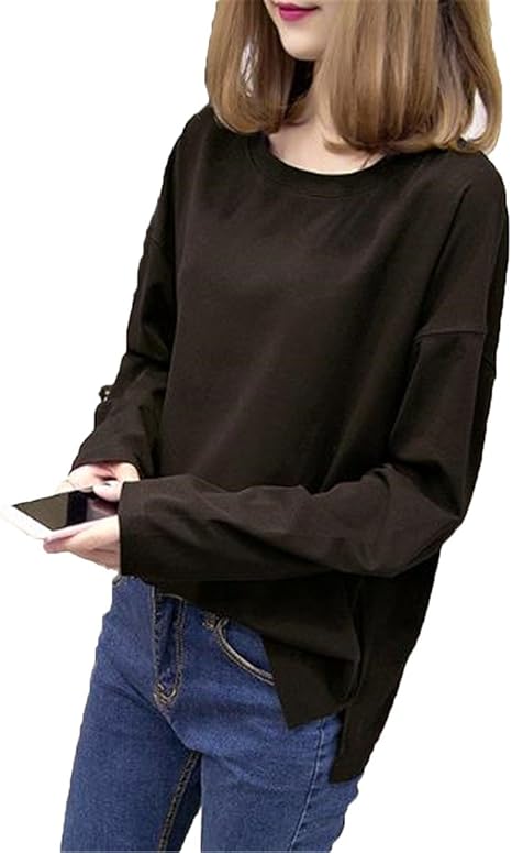 Amazon Jiangweiレディース Tシャツ 長袖 カットソー トップス ロンt ゆったり 無地 春 ストーリー Tシャツ カットソー 通販