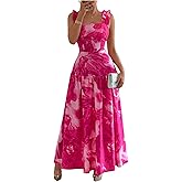 GORGLITTER Women's Tie Dye Vacation Maxi Dress Summer Party Beach Wedding Guest Prom Sleeveless Flowy Long Sun Dresses