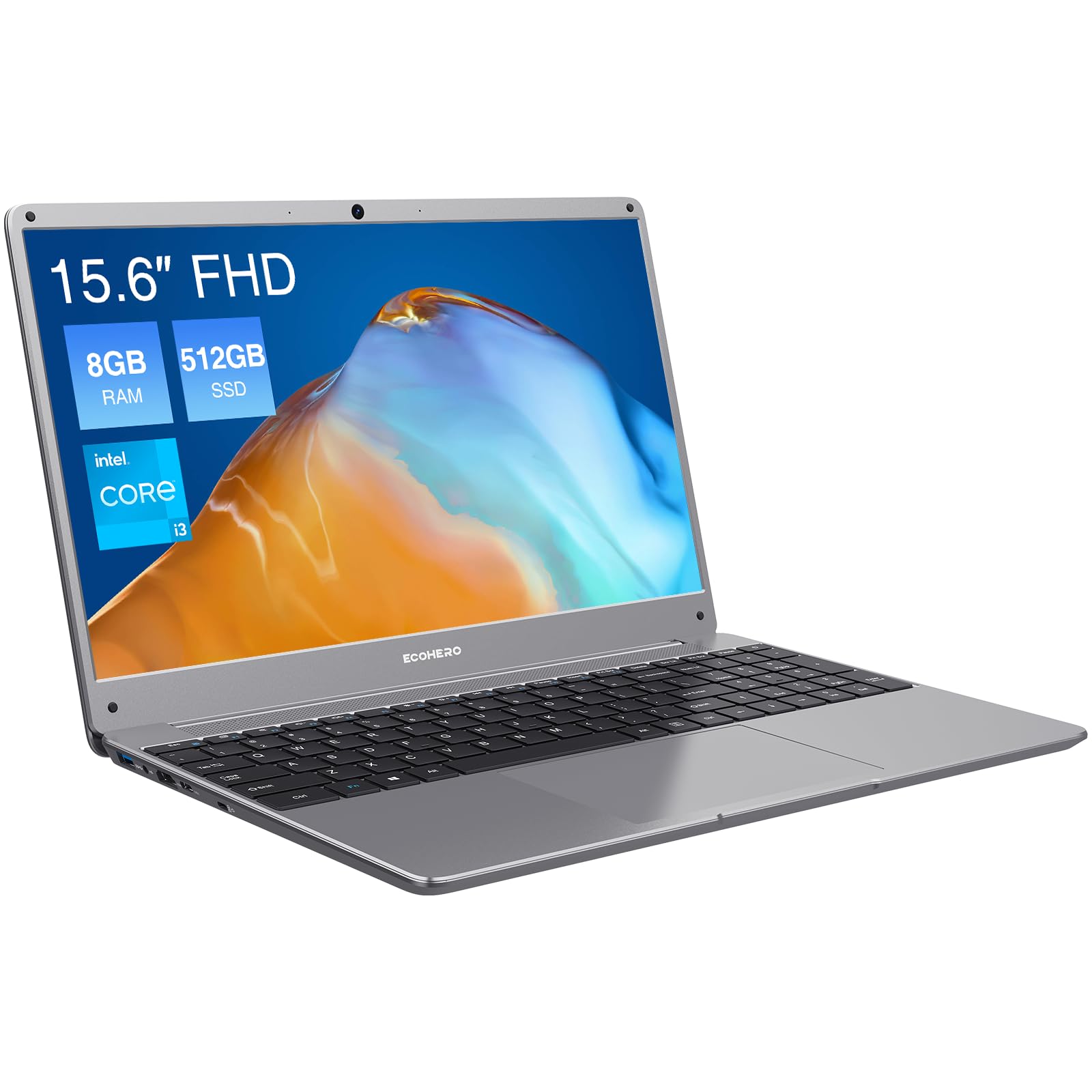 Photo 1 of ***************FOR PARTS ONLY- DOESNT SEEM TO DETECT WINDOWS****************
 ECOHERO Laptop, 15.6 inches FHD(1920 x 1080) IPS Display, i3-5005U, 8GB RAM and 512GB SSD Laptop Computer, 2.4G/5G WiFi, BT5.0 and RJ45, Full Functional Type C