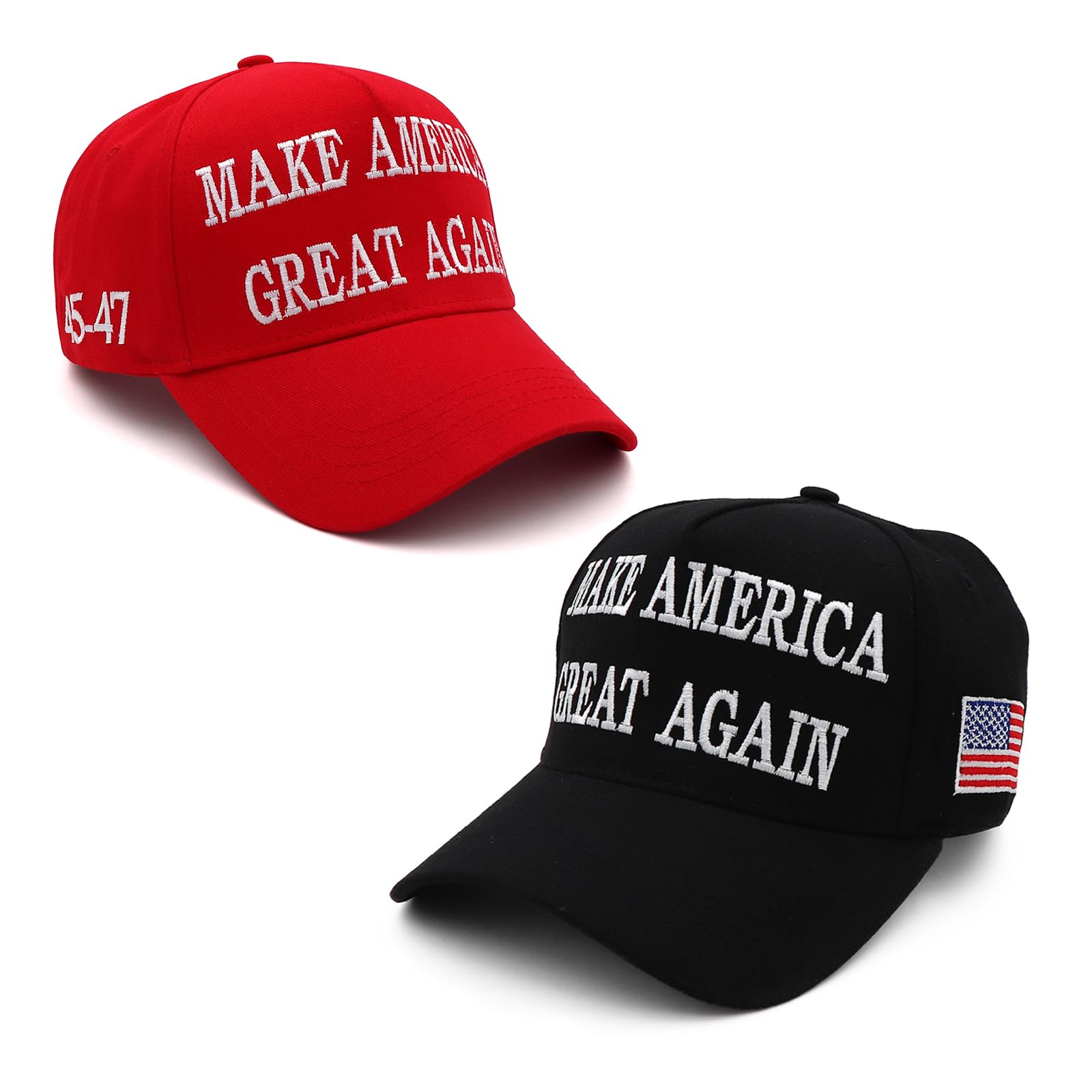MAGA 2024 Baseball Cap – 'Make America Great Again' Red Hat With USA Flag, One Size