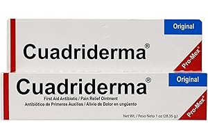 SUPTMAX Cuadriderma Original, First Aid Antibiotic, Minor Cuts and Burns Protection Ointment, 1 Oz, Tube.