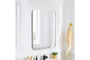 FINEWF 30x20 Rectangle Mirror Wall Mounted Aluminum Alloy Metal Frame HD Glass Dressing Make-up for Bathroom Entryway Bedroom Living Room 30 20 inch Silver