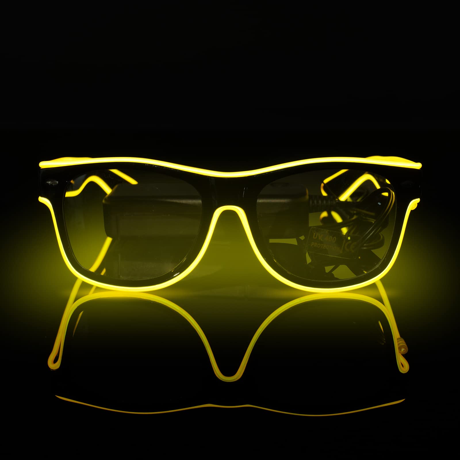 flintronic LED Glasses, Flashing LED Sunglasses Costumes, LED Glasses, 4 Modes, Ergonomic Design & High Comfort, with EL Wire, Suitable for DJ Parties, Live Concerts, Rave Parties, etc (Yellow)
