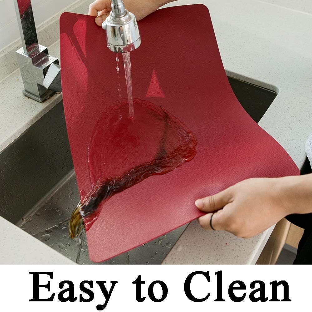 DOLOPL Placemats Red Placemat Leather Table Mats Set of 6 Heat Resistant Easy to Clean Wipeable Waterproof Washable Outdoor Placemats for Kitchen Dining Patio Table: Home & Kitchen