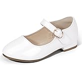 PANDANINJIA Girls Dress Shoes Patent Ballerina Flats Toddler Little Big Kid Mary Jane Low Heels Shoes