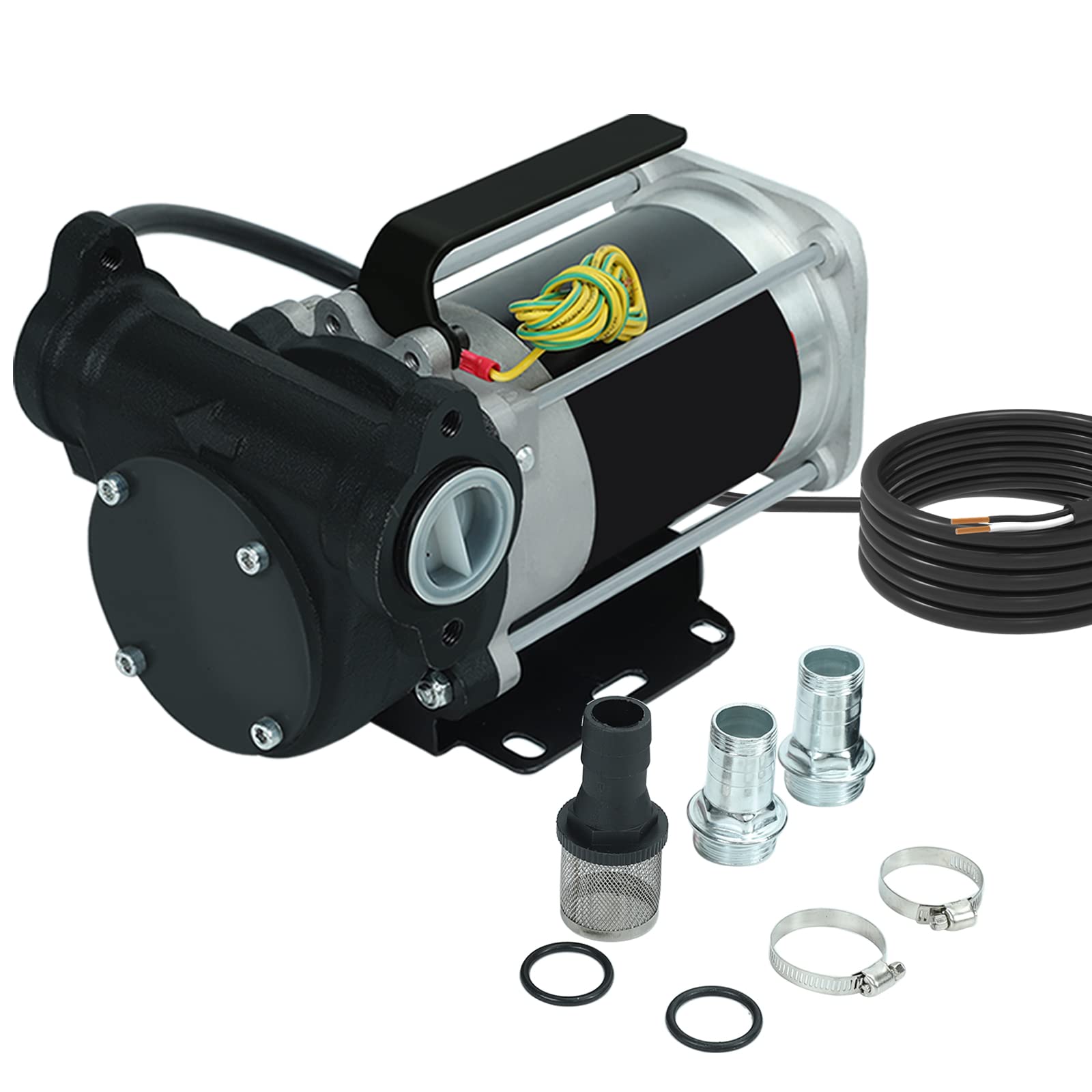 Photo 1 of BLACKHORSE-RACING 12V DC Gasoline Fuel Transfer Pump, 15 GPM / 57 LPM Self-Priming Rotary Vane Motor Fuel Pump, Thermal Protected, for Gasoline Diesel Kerosene Mineral Spirits