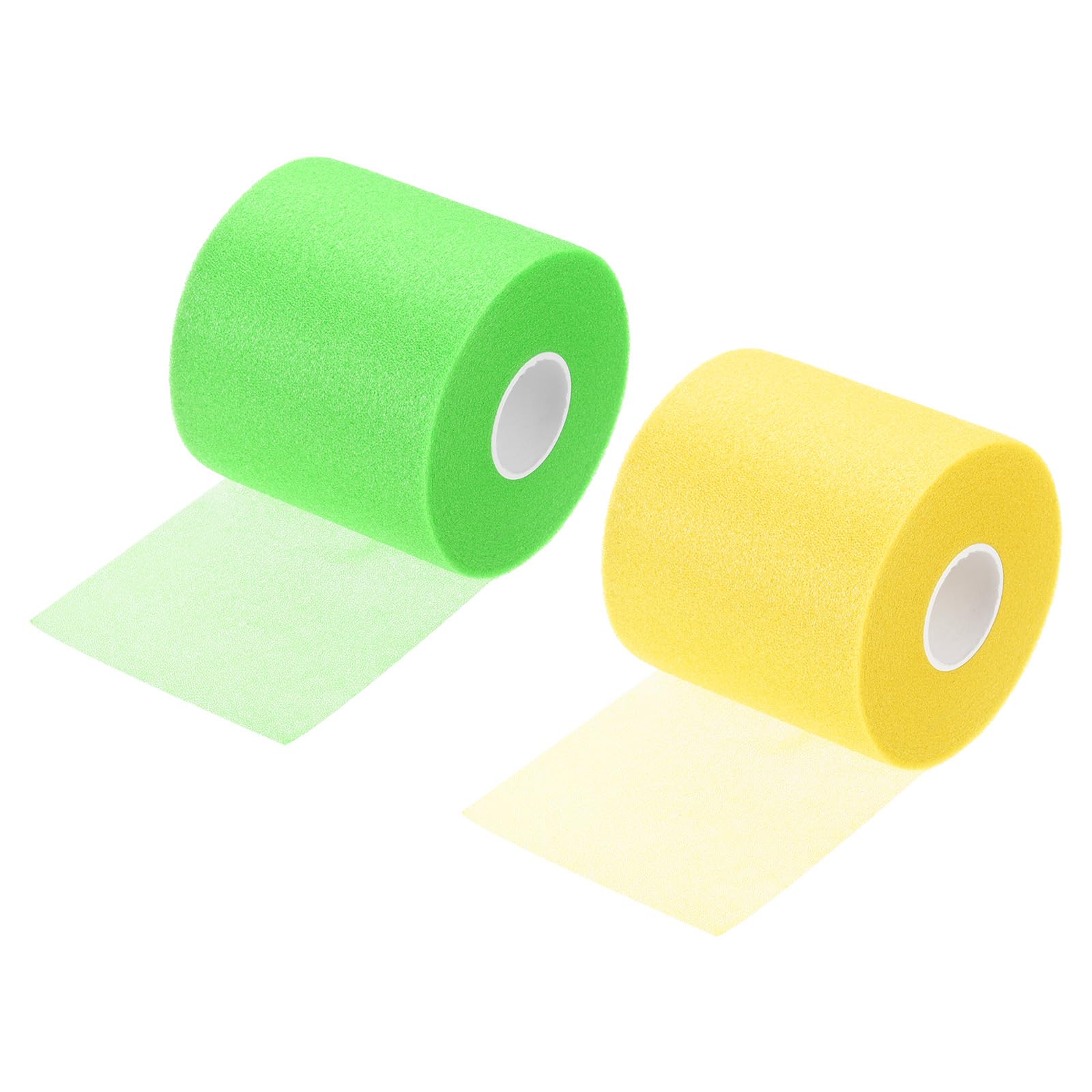 PATIKIL 30 Yard x 2.8 Inch Badminton Grip Cushion Wrap, 2 Pack PU Tennis Racket Grip Tape Backing Film Handle Anti Skid Cushion Accessories, Green/Yellow