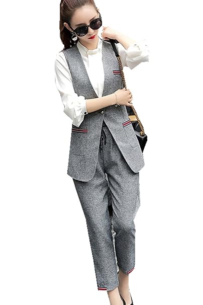 Amazon Bcsy レディースolスーツ ベストスーツ 一つボタン パンツ