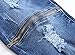 Men's Blue Ripped Skinny Distressed Destroyed Straight Fit Denim Jeans with Holes, Denim Blue, W32