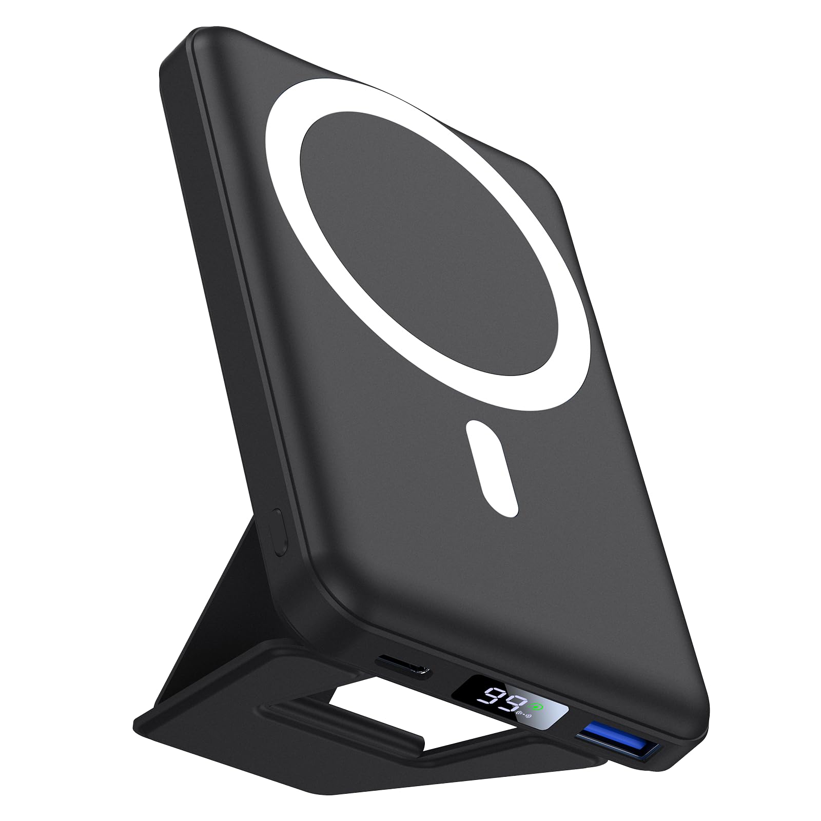 AOGUERBE for Magsafe Power Bank, 10000mAh Foldable Wireless Portable Charger with LED Display, 3 in 1 Magnetic Battery Pack with 22.5W Fast Charging for iPhone 17/16/15/14/13/12 Pro/Pro Max/Plus/Mini