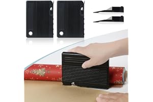 SLOPHAUL Quicker and Easier Gift Wrap Cutter (2-Pack) | Wrapping Paper Cutter with Replaceable Blade Sets | Christmas Holiday Birthday Wrapping Tool(Black+Black)