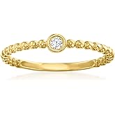 Ross-Simons Bezel-Set Diamond Beaded Ring in 18kt Gold Over Sterling