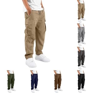 Boys Cargo Pants Baggy Pull On Uniform Pants Casual Back To School Clothes | Drawstring Elastic Waisted School Uniform Pants