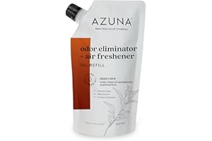 Azuna All-Natural Odor Remover Gel Refill Pouch | Air Purifier with Tea Tree Oil | Plant Powered & Long Lasting | For Pet Odors, Smoke & Strong Odors | Sandalwood/Bourbon, 12 oz.