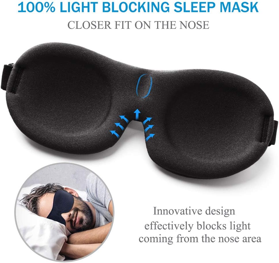 Sleep Mask 3 Pack, Upgraded 3D Contoured 100% Blackout Eye Mask for Sleeping with Adjustable Strap, Comfortable & Soft Night Blindfold for Women Men, Eye Shades for Travel/Naps, Black/Purple/Blue: Health & Personal Care