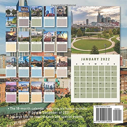 Nashville Calendar 2022: Calendar 2022 With 6 Months Of 2021 Bonus: Publishing, Jimmy: 9798726218090: Amazon.com: Books