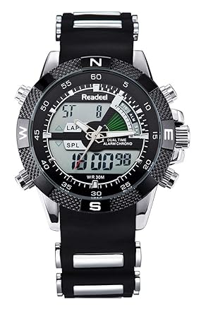 Youwen Men Watches Sports Analog Digital Military Wirstwatch Super Soft Silicone Band Big Face Stopwatch Multi�