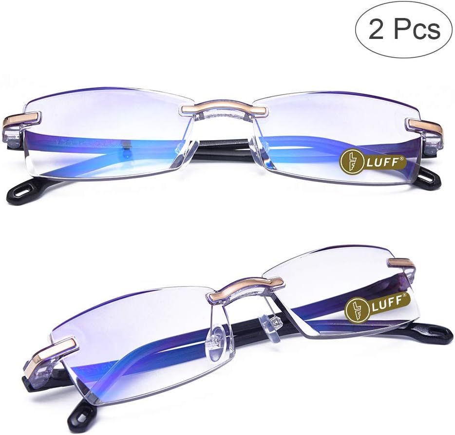 LUFFPremium Computer Reading Glasses Blue Light Blocking Diamond Cut Edge Design Spectacle Readers for Men